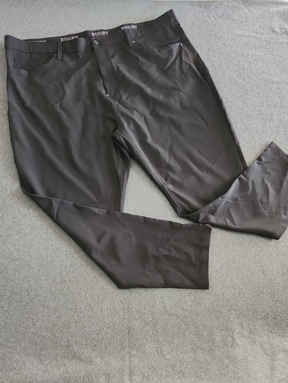 Rugby University Men's Black Performance Chinos Size 44x29 Golf Office Casual